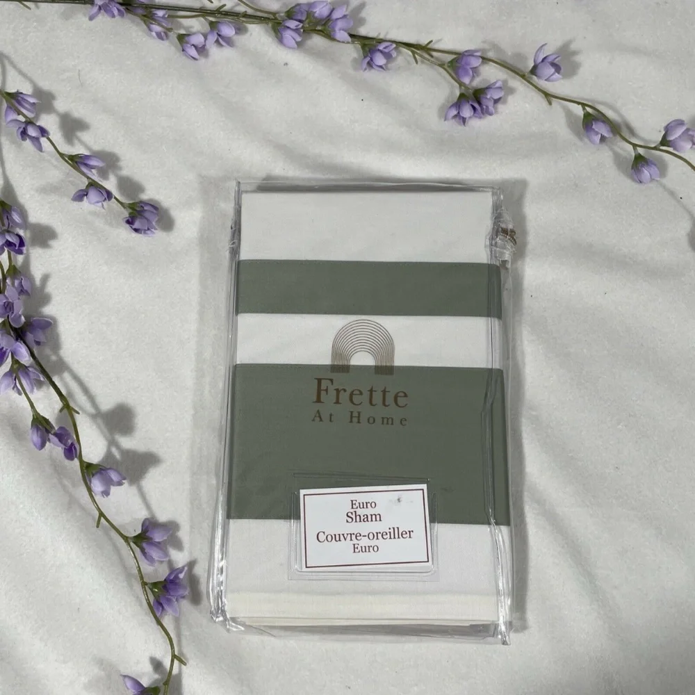 NIB [ 1 Euro ] Pillow Sham for Frette‎ At Home Brenta in Ivory / Sage Green